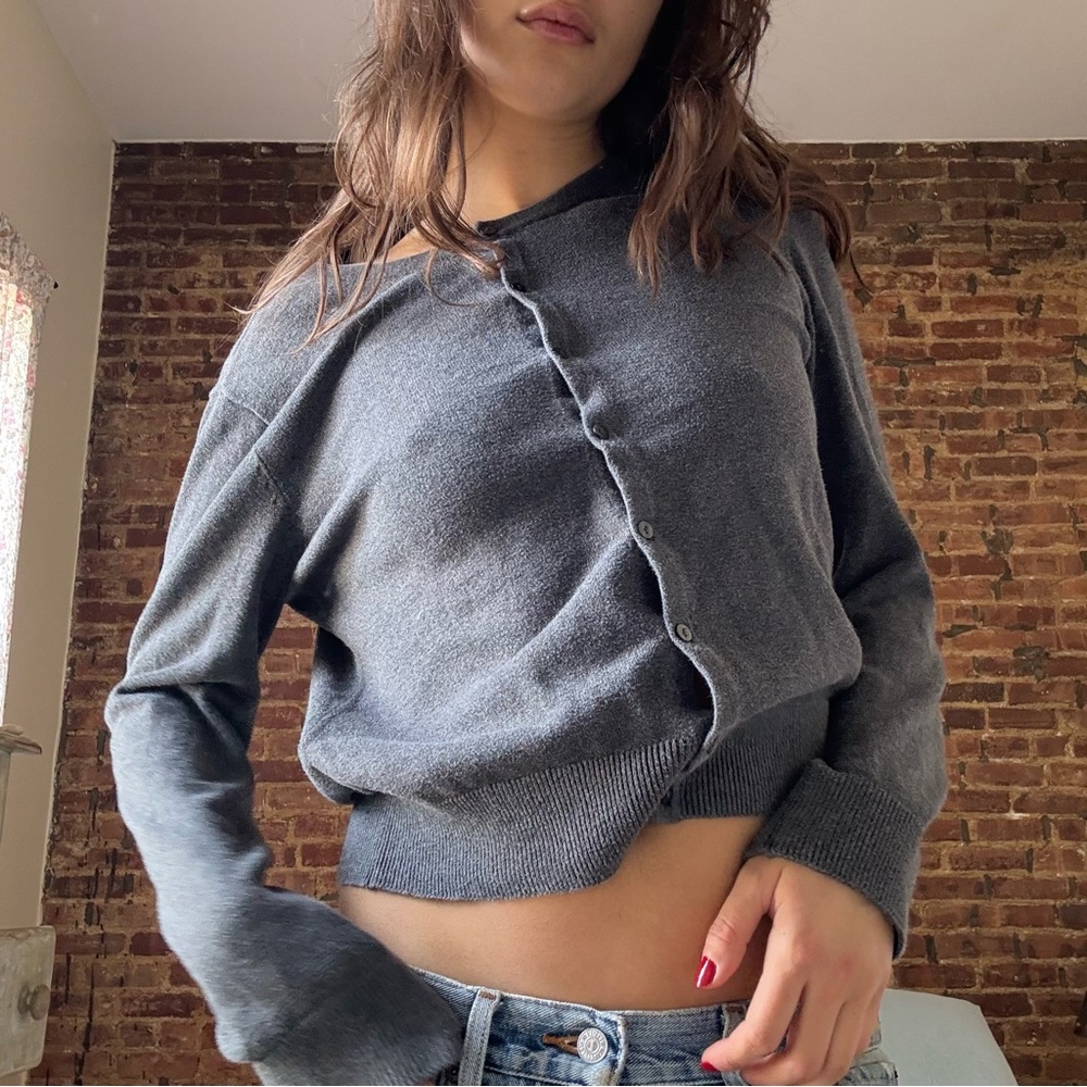 Gray Button-Up Cardigan - Picture 7 of 7